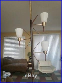 Vintage Mid Century Modern Tension Pole Floor Lamp 1960s Retro Teak