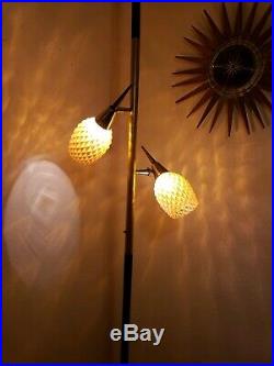 Vintage Mid Century Modern Tension Pole Floor Lamp eames era Retro Teak Tiki
