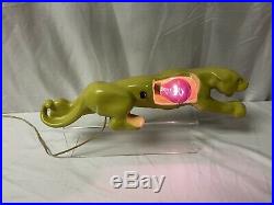 Vintage Mid Century Modern Yellow Panther TV Lamp Ceramic Eyes Light 1950's MCM
