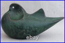 Vintage Mid Century Modernist Geometric Bronze Duck Dove Bird Sculpture Figurine