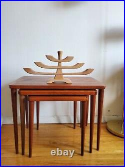 Vintage Mid Century Modernist Teak Nesting Tables x3 Bramin Denmark