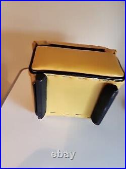 Vintage Mid-Century One-of-a-kind Yellow Blk Vinyl Cigarette Holder Chair 1950's