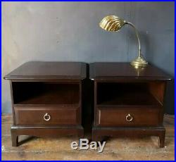 Vintage Mid-Century Pair of Stag Minstrel Mahogany Bedside Cabinets