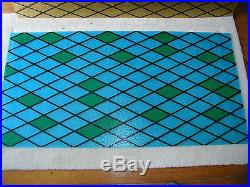 Vintage Mid Century Plastic Decorator Panel 24 x 48 Blue/Green and Gold Retro