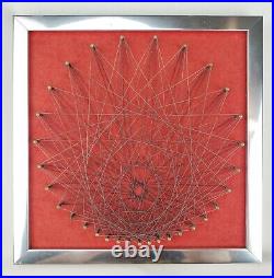 Vintage Mid Century Retro Nail Wire String Art Picture Abstract Geometric Modern