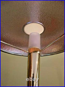 Vintage Mid Century Space Age Gold Satin Metal Table Lamp with Dimmer Control