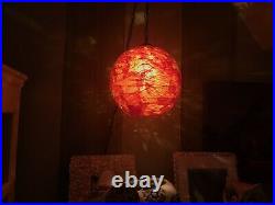 Vintage Mid Century Spaghetti Hanging Swag Lamp Light Lucite Red Orange Chunky