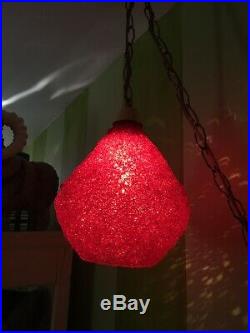 Vintage Mid Century Spaghetti Lamp Hanging Swag Light Lucite Red SHADE ONLY #1