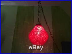 Vintage Mid Century Spaghetti Lamp Hanging Swag Light Lucite Red SHADE ONLY #1