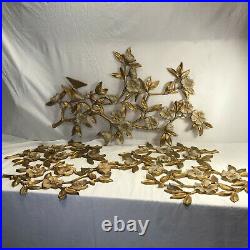Vintage Mid Century Syroco Flowers Butterfly Cream Gold Wall Hanging 36 x 22