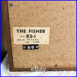 Vintage Mid Century THE FISHER KS-1 Speakers Slim Design Wood Den Lounge Retro