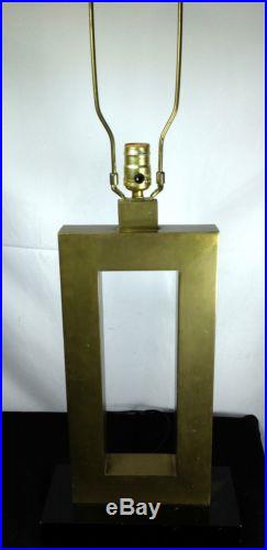 Vintage Mid Century Table Lamp Brass Geometric Design Retro