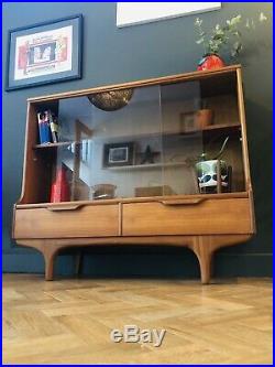 Vintage Mid Century Teak Display Cabinet Compact Sideboard Bookcase Retro Uk Del
