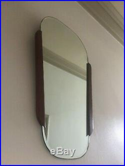 Vintage Mid Century Teak Wall Mirror Retro Clark Eaton Original Label 57cm m242