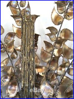 Vintage Mid Century Torch Cut Brass/Metal Leaf/Leaves Wall Sculpture Art Retro