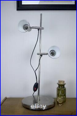 Vintage Mid Century Twin Floor Desk Spot light Lamp Standard Chrome Danish Retro