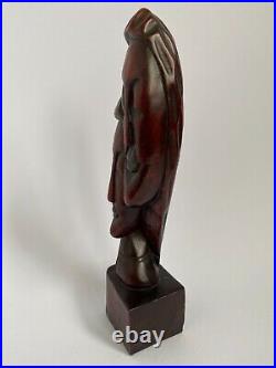 Vintage Mid Century Wood Statue Carving Faces Man Woman MCM Retro Modern 12