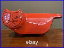 Vintage Mid century Modern Baldelli figural Red Cat bank Italian ceramic MCM