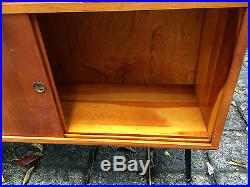 Vintage Mid-century Retro 1950s Solid Pine Cabinet with Sliding Doors Groovy