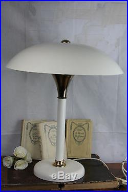 Vintage Mid century Retro Table lamp white metal laquered shade mushroom 1970's