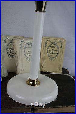 Vintage Mid century Retro Table lamp white metal laquered shade mushroom 1970's