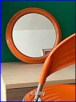 Vintage Mirror Space Age Mid Century Plastic Design Wall Atomic Pop Art Orange