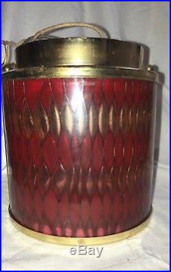 Vintage Moe Light Honeycomb Red Gold Retro Mid Century Modern Flush Mount Light