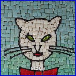 Vintage Mosaic Tile Cat Mid-Century Modern Atomic 50's Retro Art Artwork