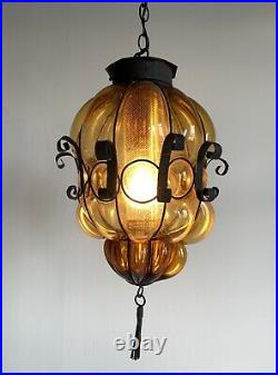 Vintage Murano Hand Blown Glass Swag Lamp MID Century Chandelier Light Fixture