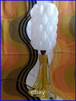 Vintage Murano Mid Century Glass Lamp Original 1960s/70s Plastic Shade Retro MCM
