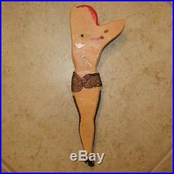 Vintage NuDE Red Head PInUp Girl w Netting Stockings Chalkware Wall Plaque