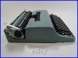 Vintage Olivetti Lettera 32 typewriter blue green retro mid century