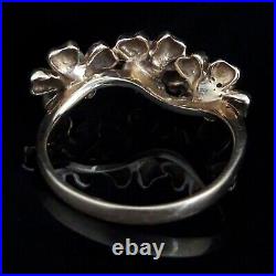 Vintage Opal 14k Yellow Gold Flower Ring Wave Band Estate Retro Mid Century Gift