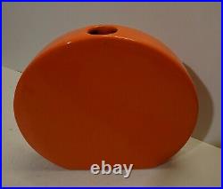 Vintage Orange Ceramic Pillow Vase Italy MID Century Solifore Retro Marked