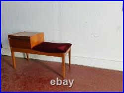 Vintage Original Chippy Mid Century Teak Telephone Table Seat