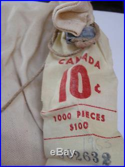 Vintage! Original Mint Sealed Bag Canadian Silver 1963 Dimes (1000 pieces)