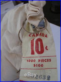 Vintage! Original Mint Sealed Bag Canadian Silver 1963 Dimes (1000 pieces)