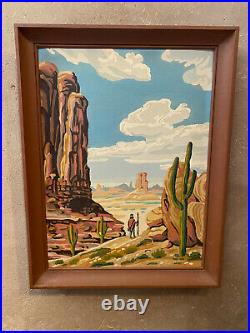 Vintage PBN Paint By Numbers Painting Southwestern Desert Navajo Native American