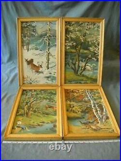 Vintage Paint By Number 4 Seasons Winter Spring Summer Fall Framed MID Century