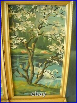 Vintage Paint By Number 4 Seasons Winter Spring Summer Fall Framed MID Century