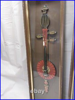 Vintage Pair Mid Century MCM Turner String Instruments Wall Shadow Boxes Atomic
