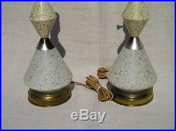 Vintage Pair Mid Century Modern MetalGlass Lamp Speckled Metal and Glass Retro