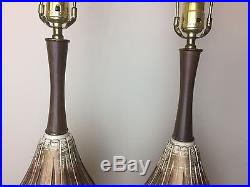 Vintage Pair Of Mid Century Modern Retro Table Lamps Black Gold Mcm