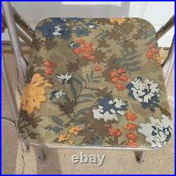 Vintage Pair of Mid-Century Folding Card Chairs Samsonite Metal Vinyl Floral