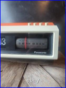 Vintage Panasonic RC-1122 Flip Clock Alarm AM Radio Orange MCM Mid Century Retro