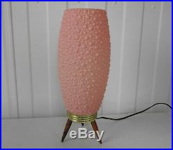 Vintage Pink MID Century Modern Tripod Beehive Lamp Plastic Atomic Retro Works