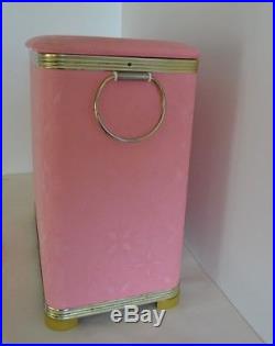 Vintage Pink Starburst Quilted Padded Clothes Laundry Hamper Mid Century Retro
