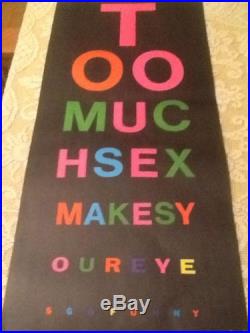 Vintage Psychedelic 1970'S Black Light Poster Too Much Sex Trippy weird Art