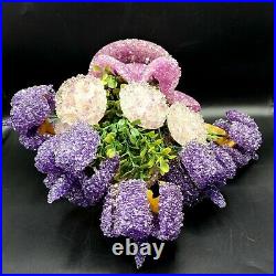 Vintage Purple Clear Popcorn Lucite Fused Flower Arrangement Sculpture MCM 60s
