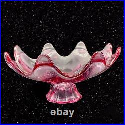 Vintage RARE 1960s MCM Viking Glass Epic 8 Petal Bowl Pink Thistle 4.5T 9.75W